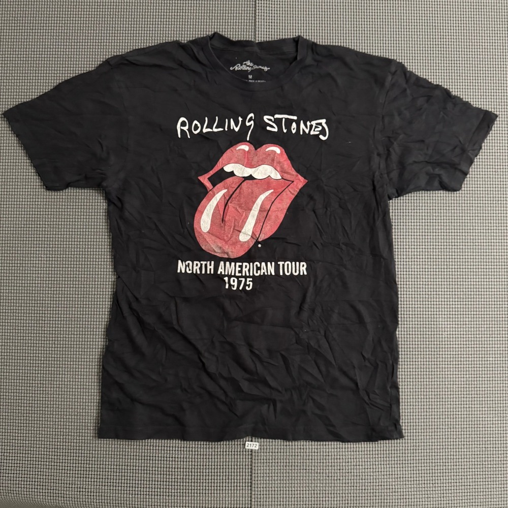 Rolling Stones Tour 1975 Graphic T-Shirt Mens Medium Black 2024 Reprint
